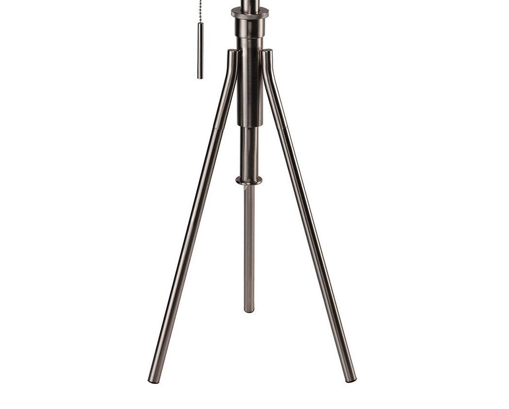 Vintage Look 1pc Floor Lamp Brushed Steel Tripod Legs Unique Lamp Pull Switch 32"H
