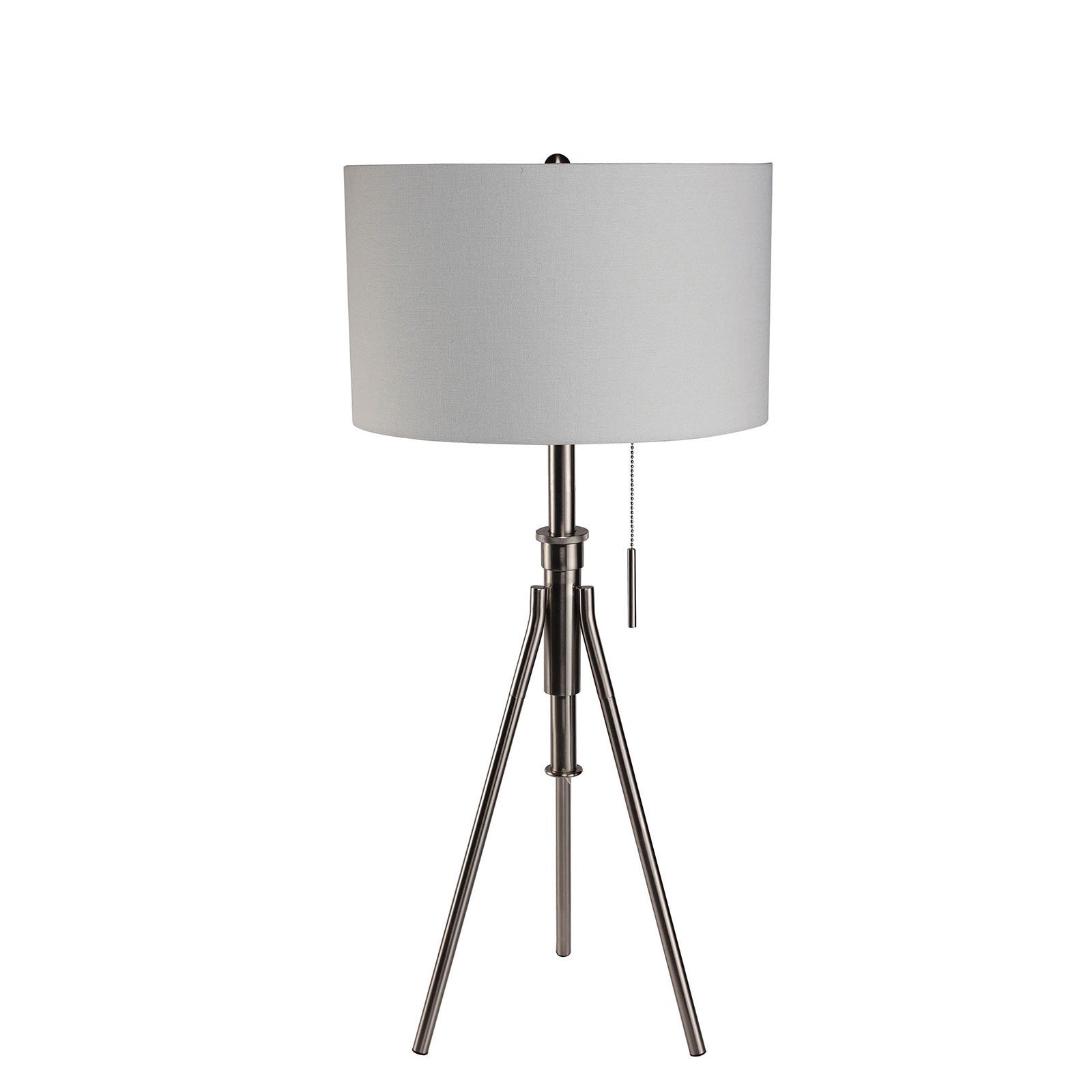 Vintage Look 1pc Floor Lamp Brushed Steel Tripod Legs Unique Lamp Pull Switch 32"H