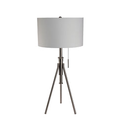 Vintage Look 1pc Floor Lamp Brushed Steel Tripod Legs Unique Lamp Pull Switch 32"H