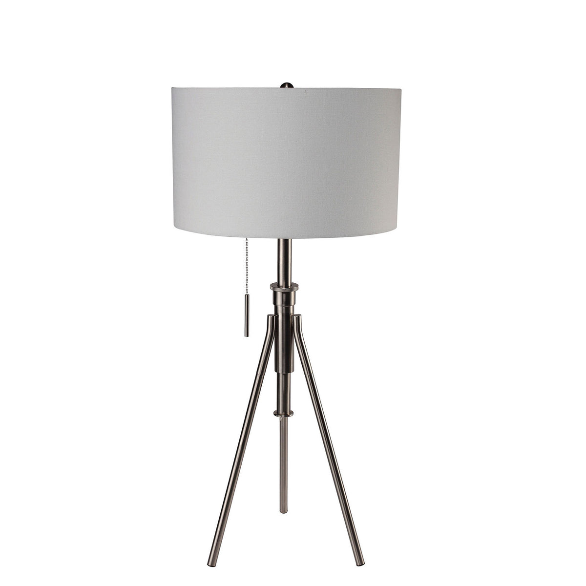 Vintage Look 1pc Floor Lamp Brushed Steel Tripod Legs Unique Lamp Pull Switch 32"H