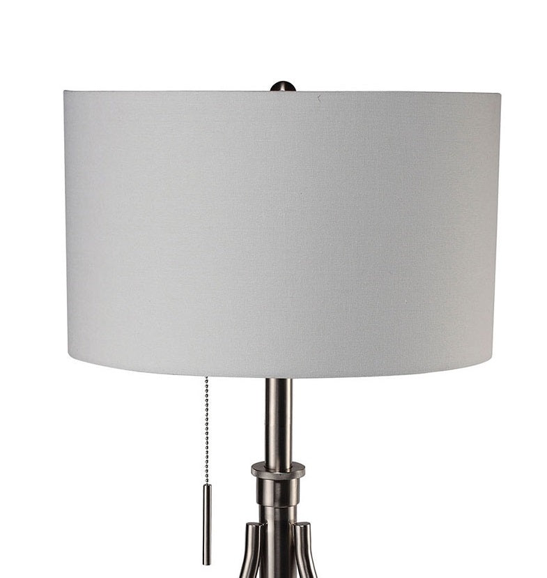 Vintage Look 1pc Floor Lamp Brushed Steel Tripod Legs Unique Lamp Pull Switch 32"H