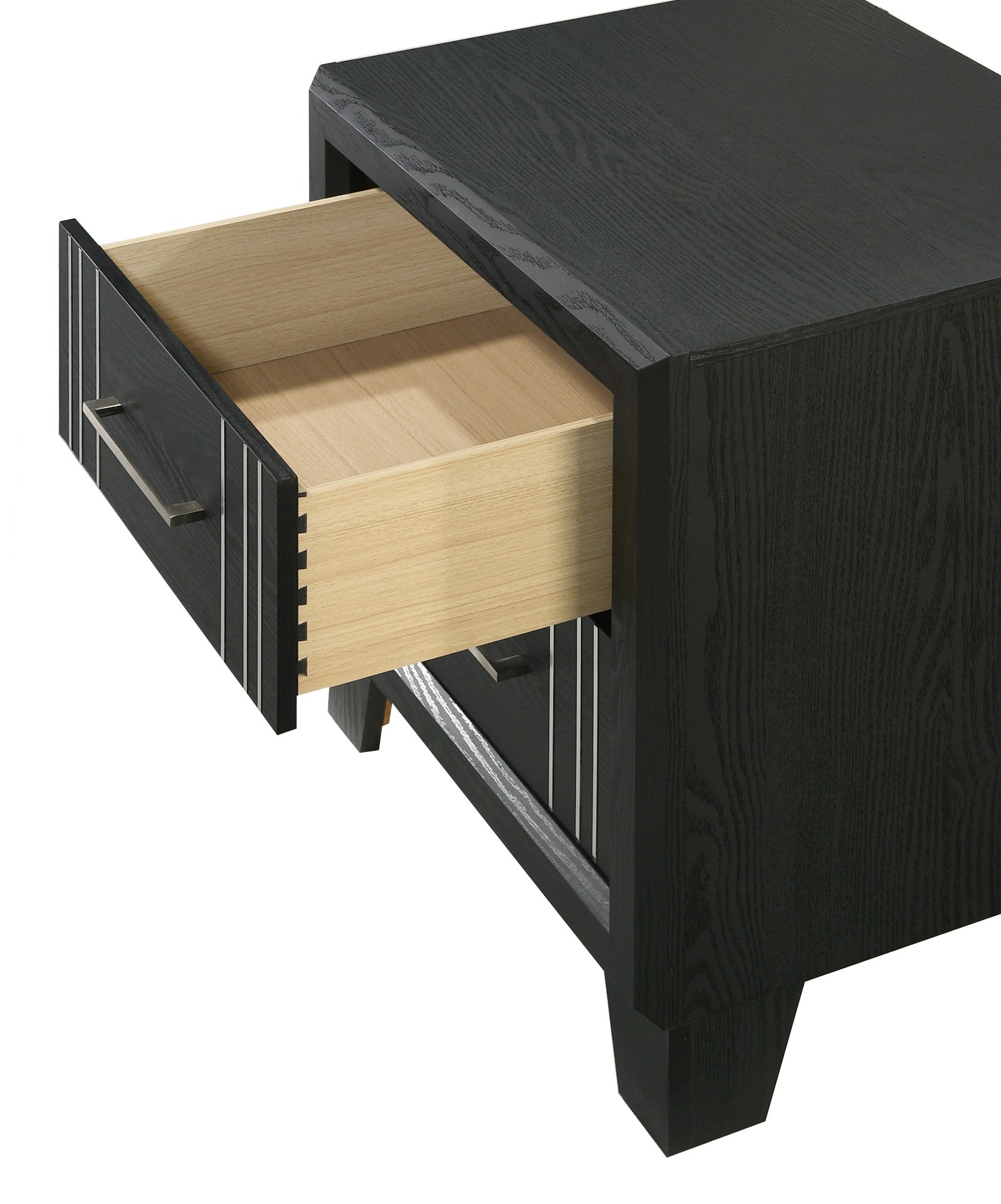 1pc Contemporary Two-Drawers Nightstand Bed Side Cabinet Wooden Furniture Charcoal Color