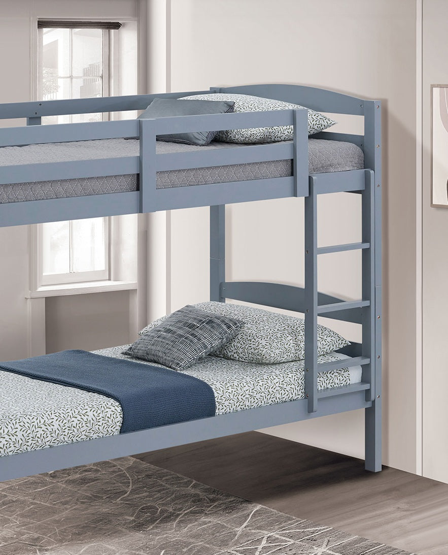 Twin Over Twin Bunk Bed Arch Design Gray Finish