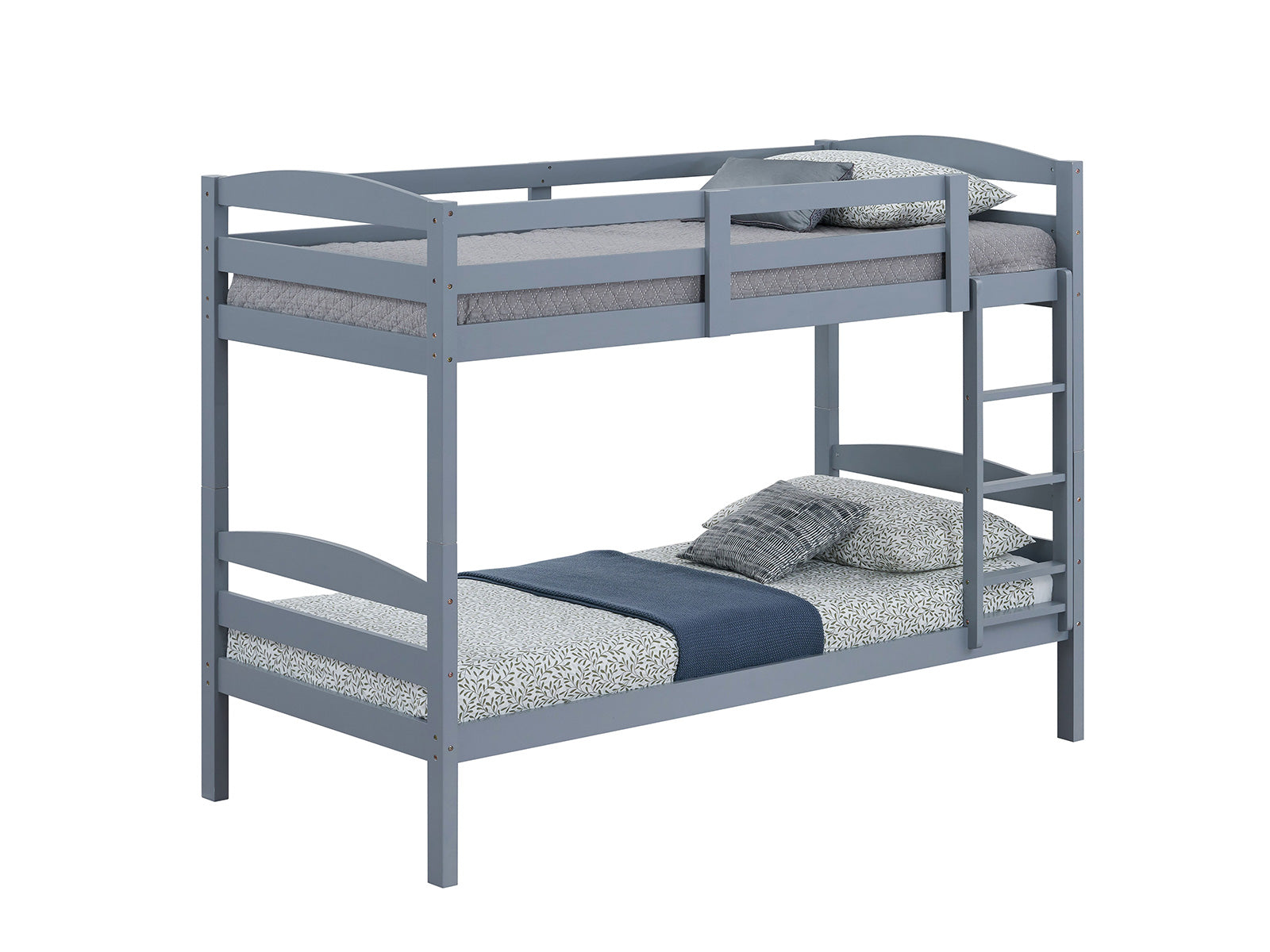 Twin Over Twin Bunk Bed Arch Design Gray Finish