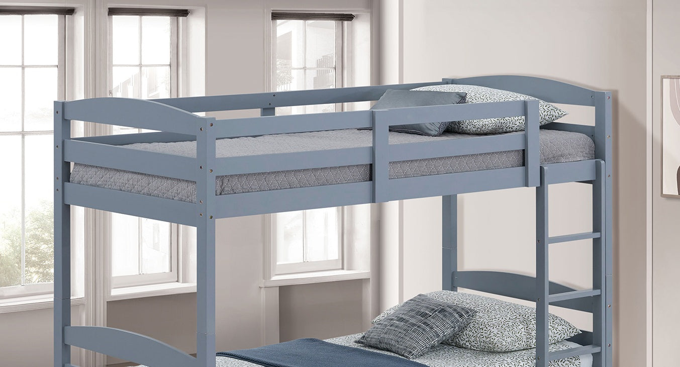 Twin Over Twin Bunk Bed Arch Design Gray Finish