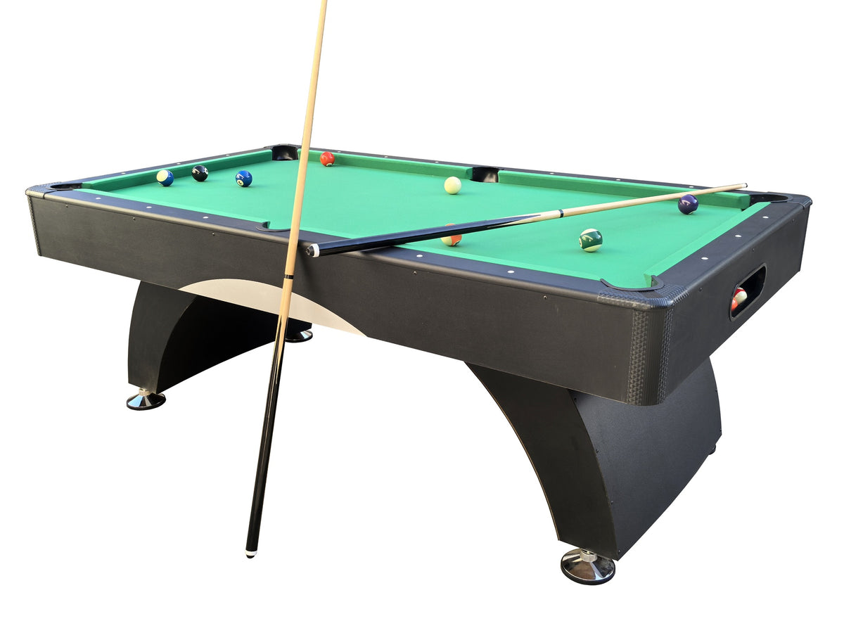 7 ft Pool Table with Black Thin Finish - Billiards Game Room Table for Adults & Family,  Home, Dining, or Living Room,Includes Cue Sticks, Billiard Balls