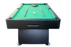 7 ft Pool Table with Black Thin Finish - Billiards Game Room Table for Adults & Family,  Home, Dining, or Living Room,Includes Cue Sticks, Billiard Balls
