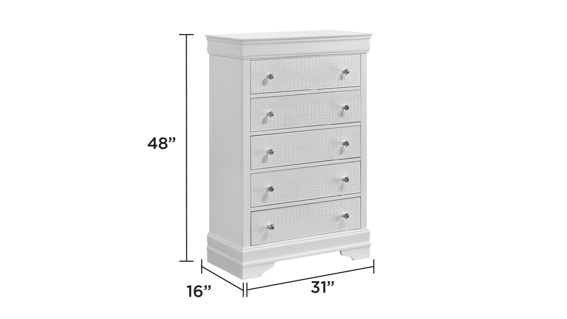 Blaze Modern Style 5-Drawer Chest Made with Wood in White  same as B009P286633 (CA inventory)