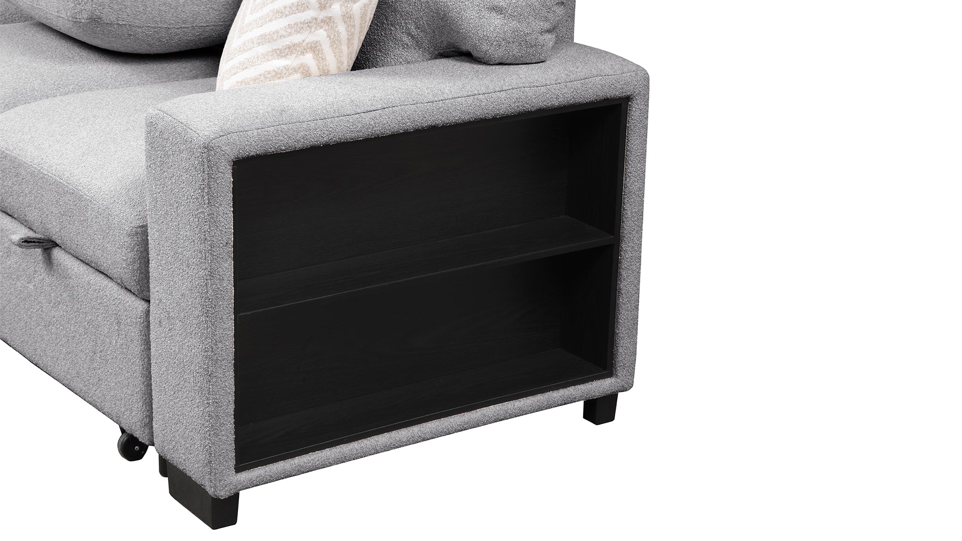 Pinto Modern Style Sectional Sofa Made with wood and Velvet Material in Gray (CA Inventory)