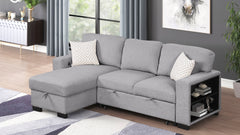 Pinto Modern Style Sectional Sofa Made with wood and Velvet Material in Gray (CA Inventory)
