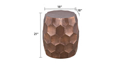 Modern Contemporary Round Aluminum material 32" Coffee Table and 21"Height End Table Set 2PC Tables with Glossy Diamond-Patterned Base Copper