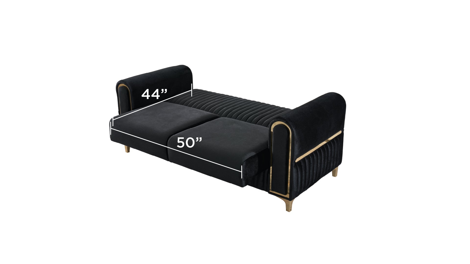 Melody Modern Contemporary Velvet Upholstered 2PC(Sofa + Loveseat) Sleeper Convertible made with wood and Iron in Black(NJ INVENTORY)