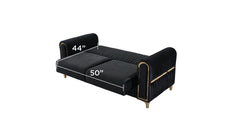 Melody Modern Contemporary Velvet Upholstered 2PC(Sofa + Loveseat) Sleeper Convertible made with wood and Iron in Black(NJ INVENTORY)