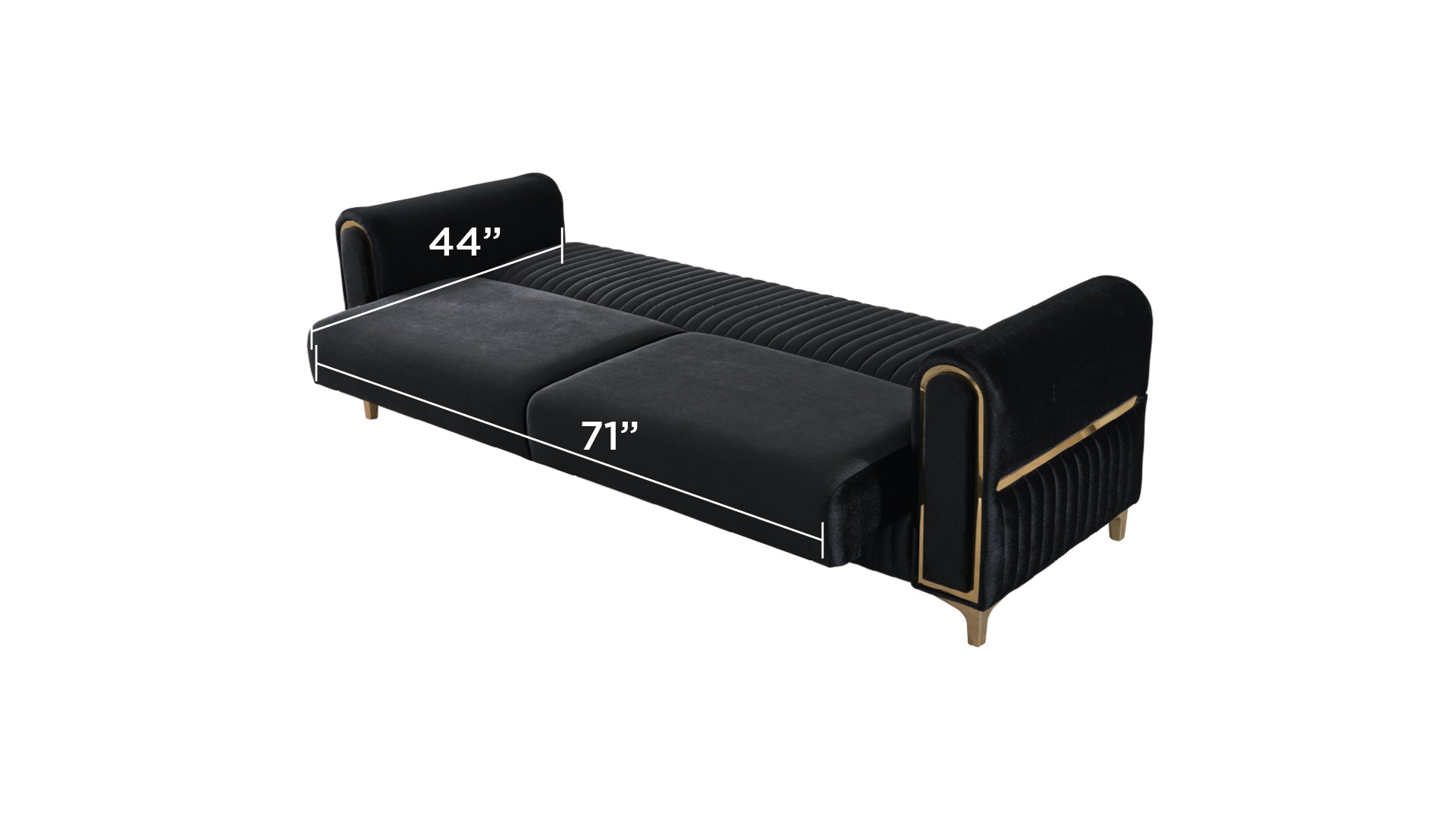 Melody Modern Contemporary Velvet Upholstered 2PC(Sofa + Loveseat) Sleeper Convertible made with wood and Iron in Black(NJ INVENTORY)
