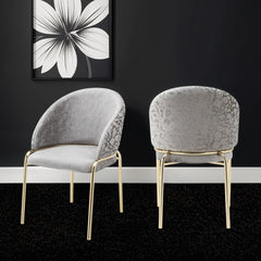 Onyx Modern Style 2PC Chairs made with Velvet fabric and Gold coated metal  Legs -Light Gray