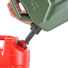 Metal Fuel Container, 5.3 Gallon, Fuel Jerry Can with Spout and Comfort Handle, 6 L/min Max Flow Rate, Leakproof & Corrosion-resistant Metal Gas Tank Most Cars Motorcycle ATV UTV, Green