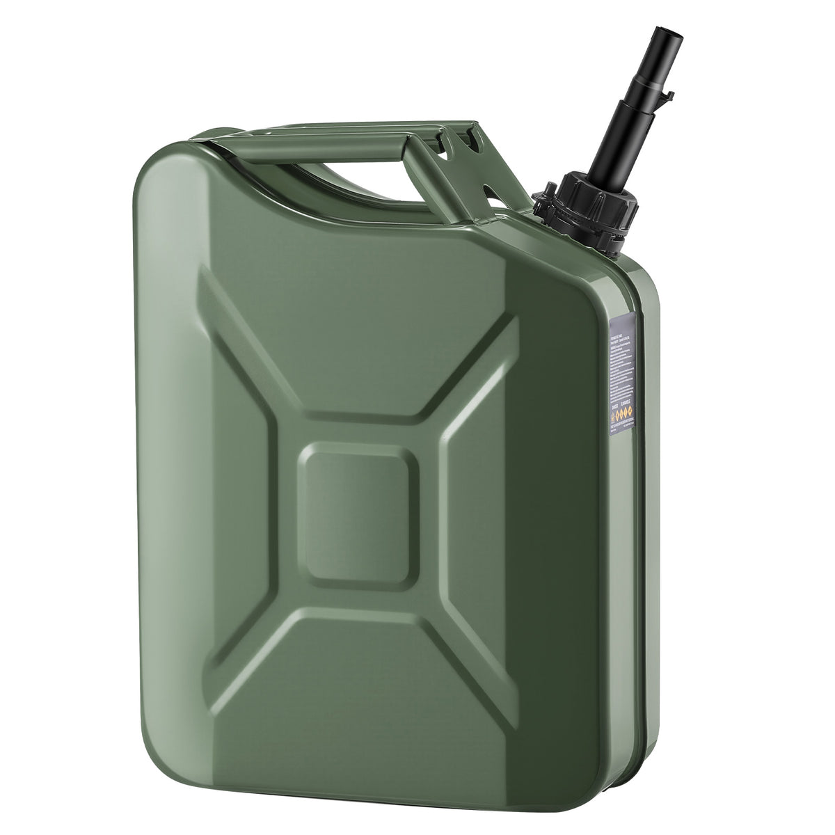 Metal Fuel Container, 5.3 Gallon, Fuel Jerry Can with Spout and Comfort Handle, 6 L/min Max Flow Rate, Leakproof & Corrosion-resistant Metal Gas Tank Most Cars Motorcycle ATV UTV, Green