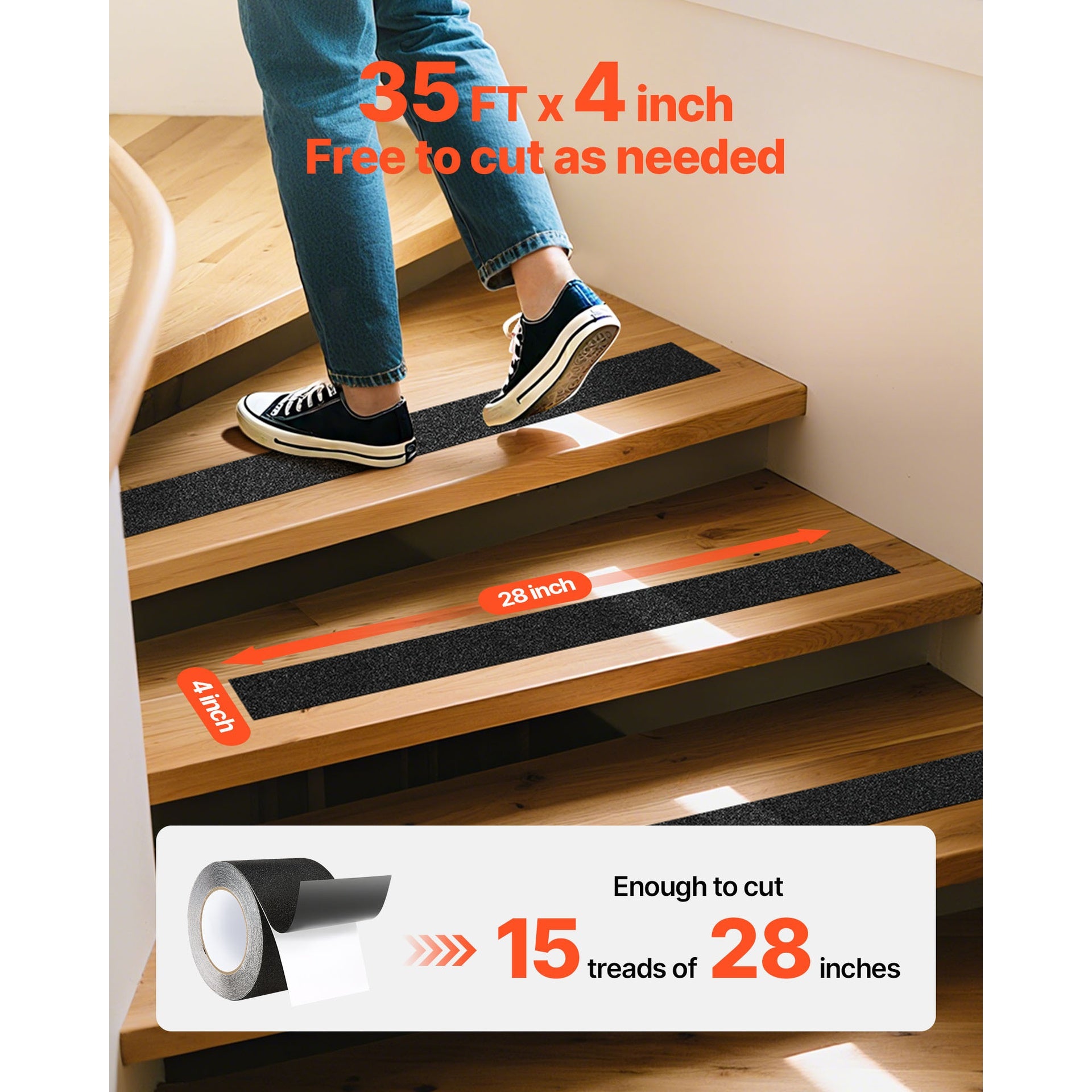 Anti-Slip Tape 35FT x 4inch Non Slip Traction Grip Tape for Stairs Steps