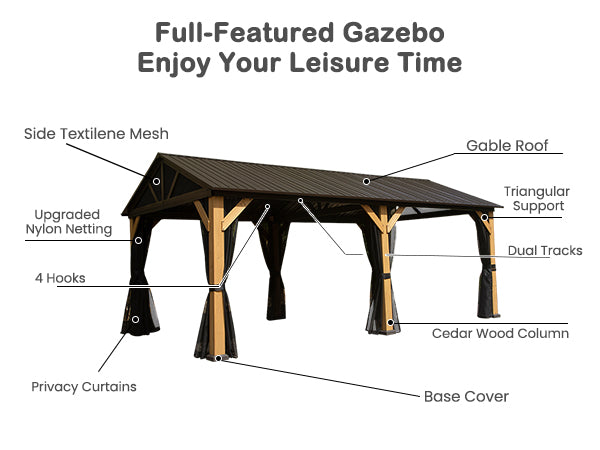 Cedar Wood Gazebo 12'x20'