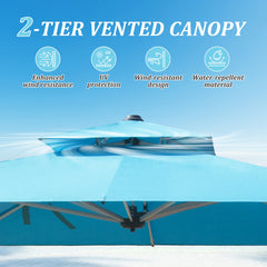 9 ft. Aluminum Cantilever Tilt Patio Umbrella with Center Pole, Lake Blue (Base Not Included)