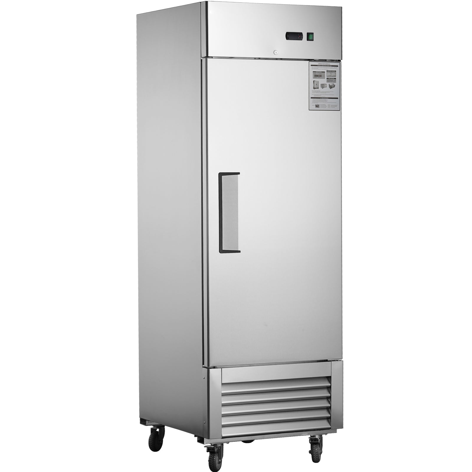 27"W Commercial Refrigerator 1 Solid Door Stainless Steel Interior and Exterior Construction Reach-in Refrigerator 18.68 Cu.ft. Upright Fan Cooling Refrigerator for Restaurants&Commercial Environments