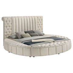 Santiago Ivory Upholstered Eastern King Round Storage Bed