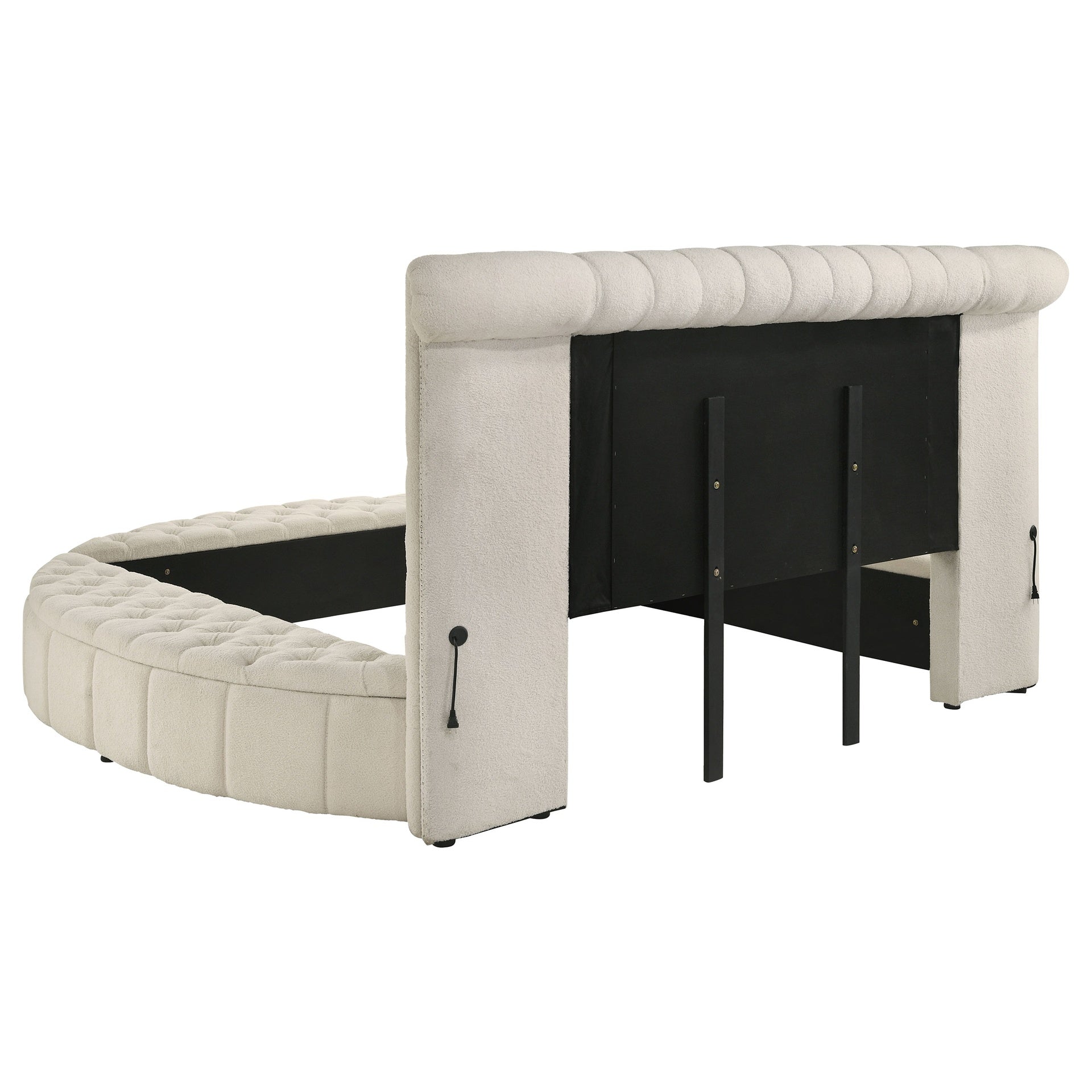 Santiago Ivory Upholstered Eastern King Round Storage Bed
