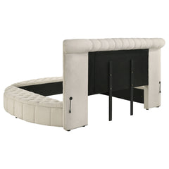 Santiago Ivory Upholstered Eastern King Round Storage Bed