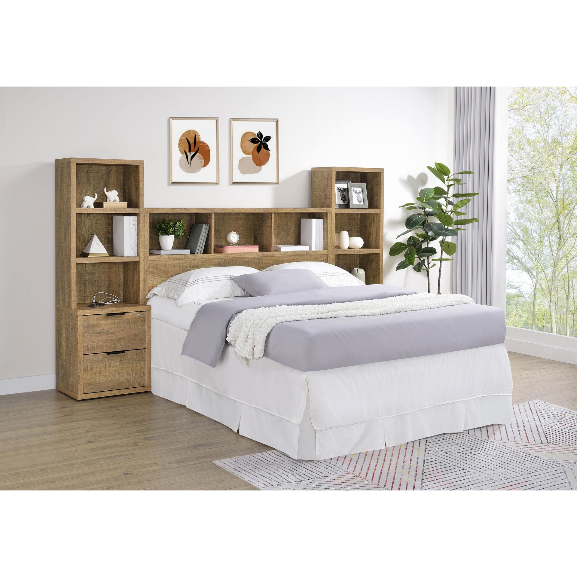 Geary Mango 3-piece Queen Bedroom Set with Bookcase Headboard