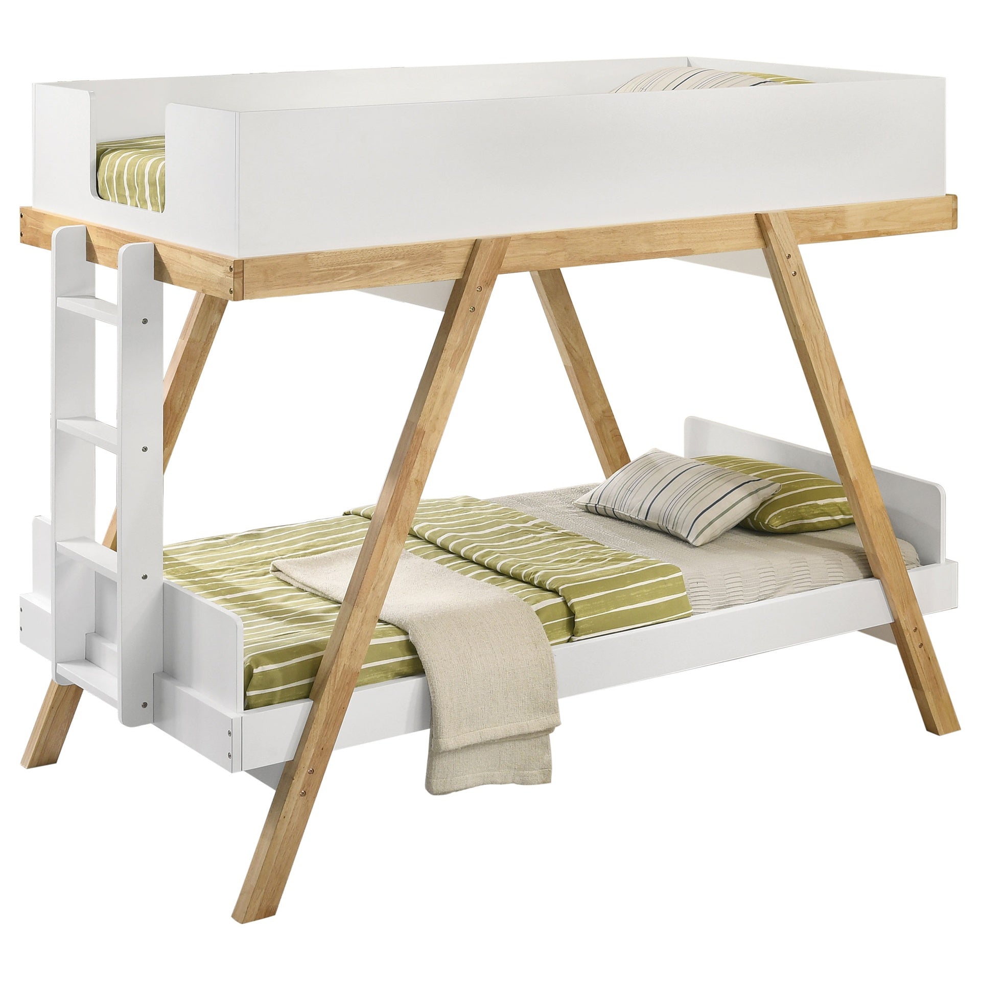 Crispin White Twin Over Twin Bunk Bed with Mattresses