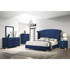 Chantel Pacific Blue Upholstered Wingback Eastern King Bed