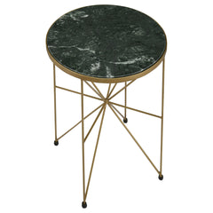 Sidney Antique Gold Round Marble Top Side Table