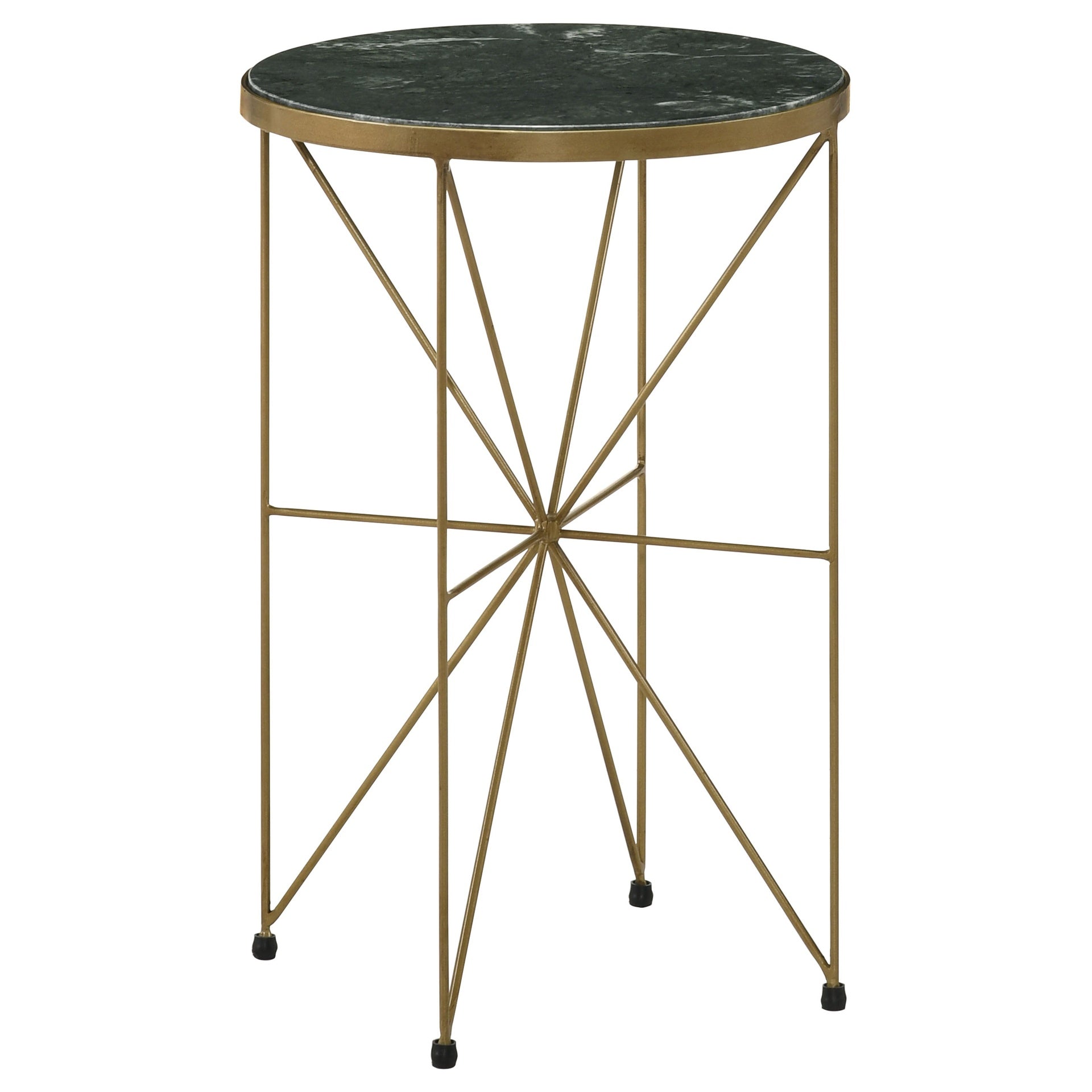 Sidney Antique Gold Round Marble Top Side Table