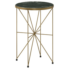 Sidney Antique Gold Round Marble Top Side Table