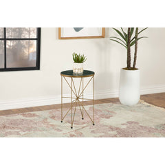 Sidney Antique Gold Round Marble Top Side Table
