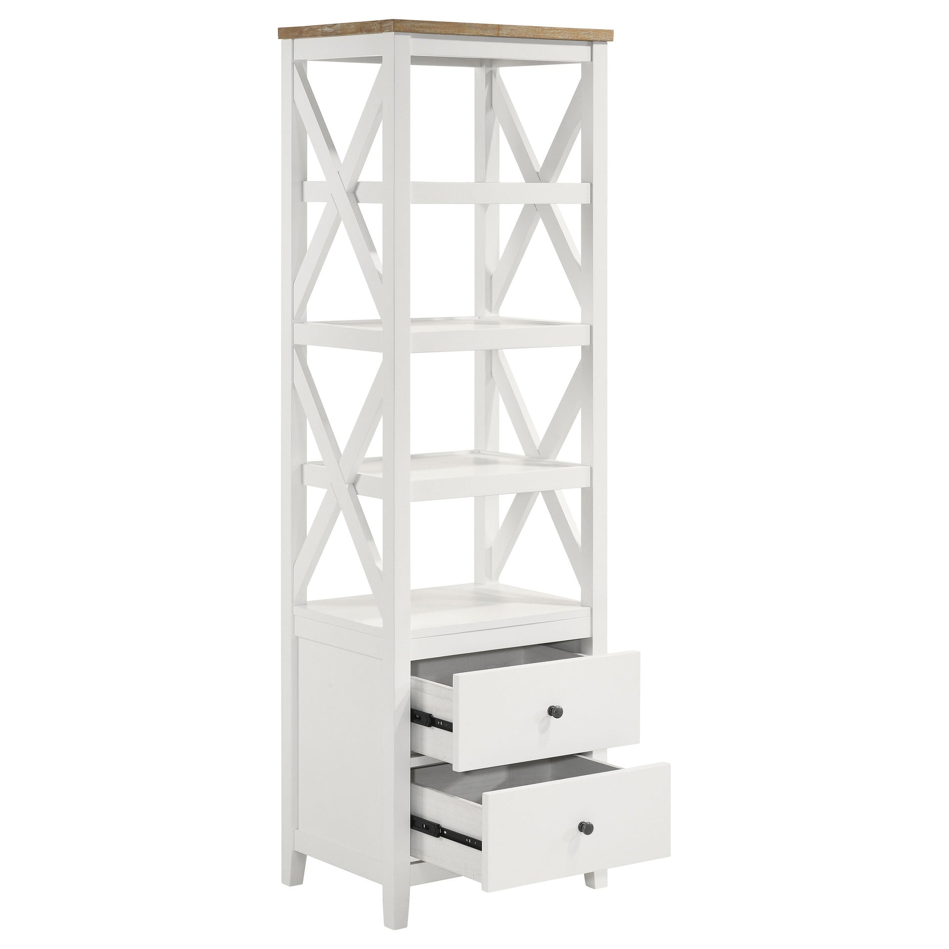 Delaney Brown and White 4-shelf Bookcase