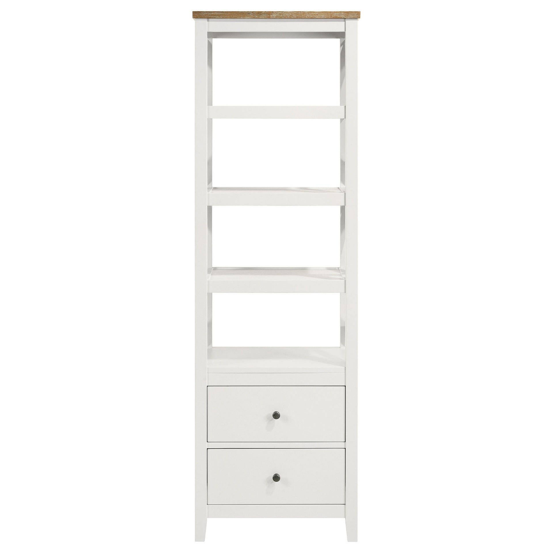 Delaney Brown and White 4-shelf Bookcase