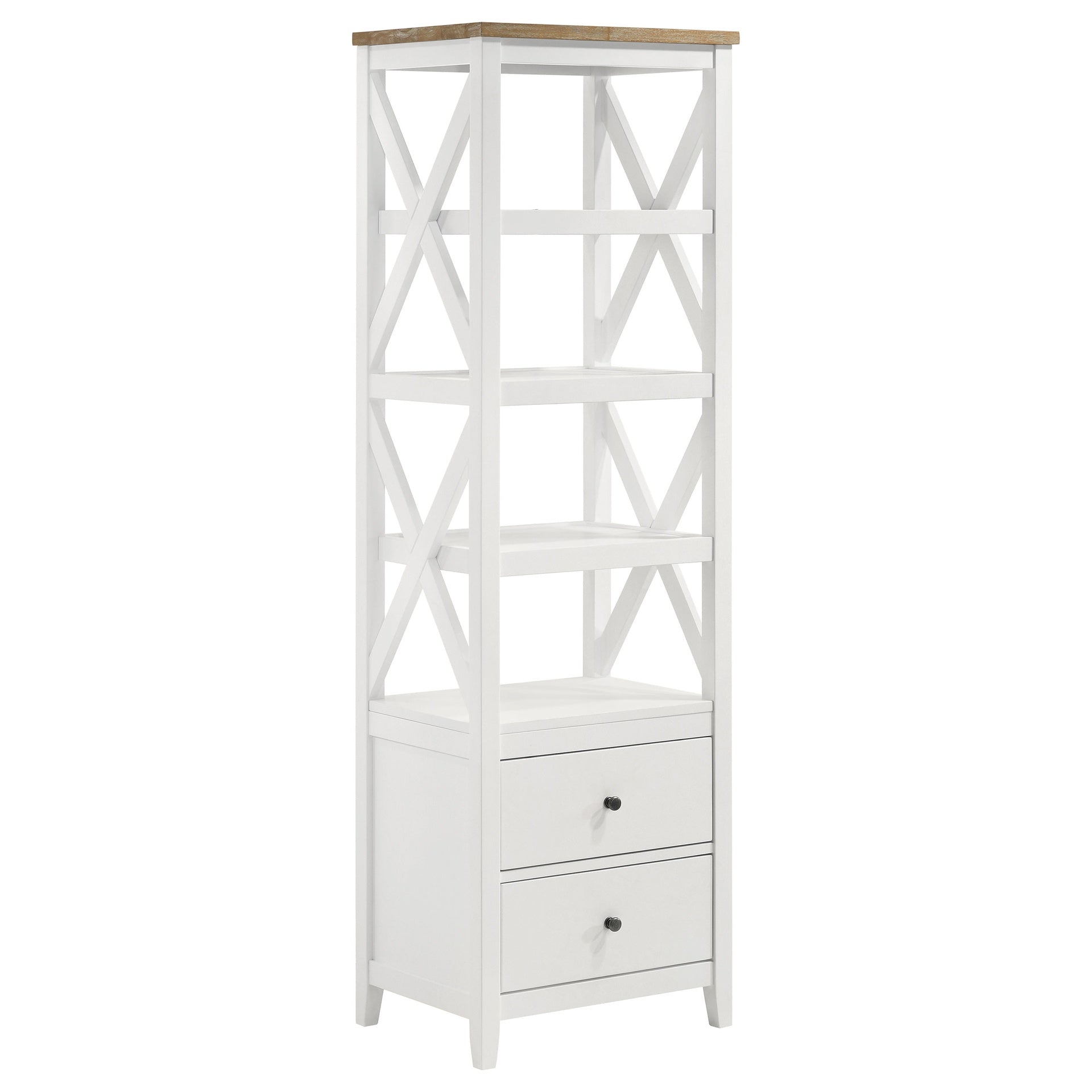 Delaney Brown and White 4-shelf Bookcase