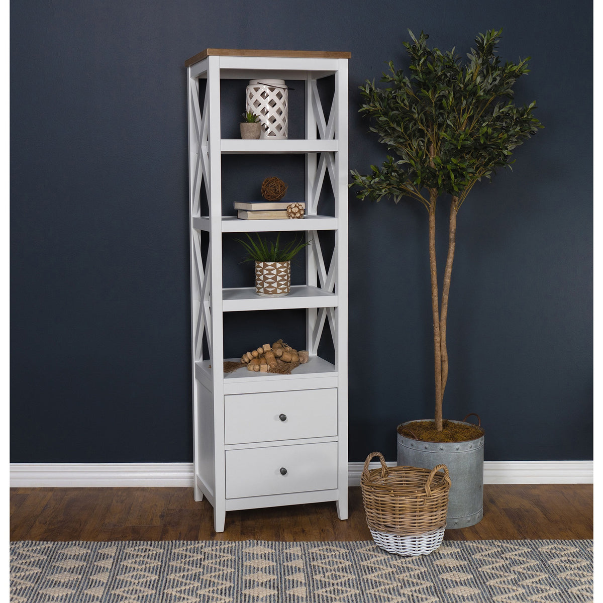 Delaney Brown and White 4-shelf Bookcase