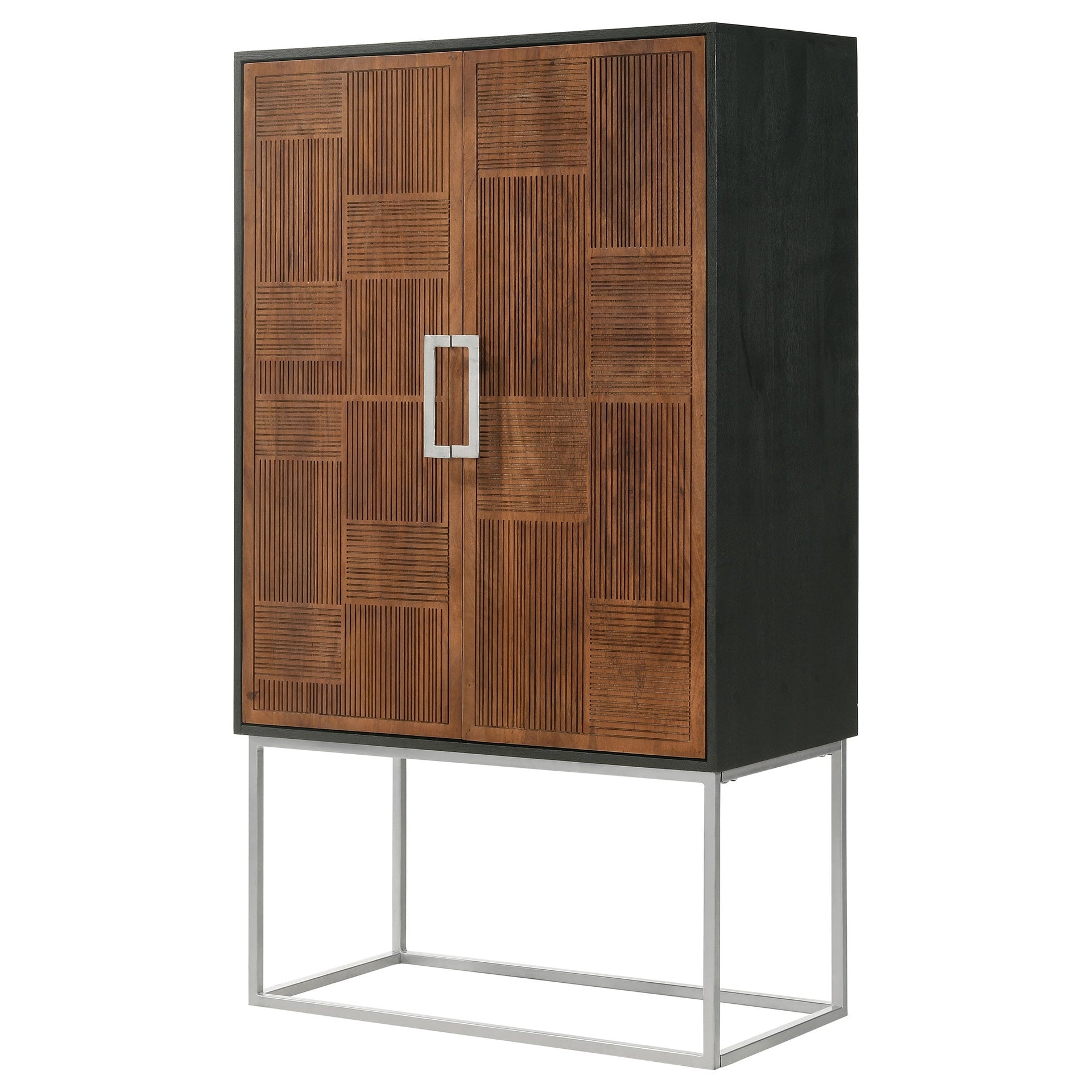 Washoe Walnut and Black 2-door Bar Cabinet