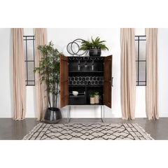 Washoe Walnut and Black 2-door Bar Cabinet