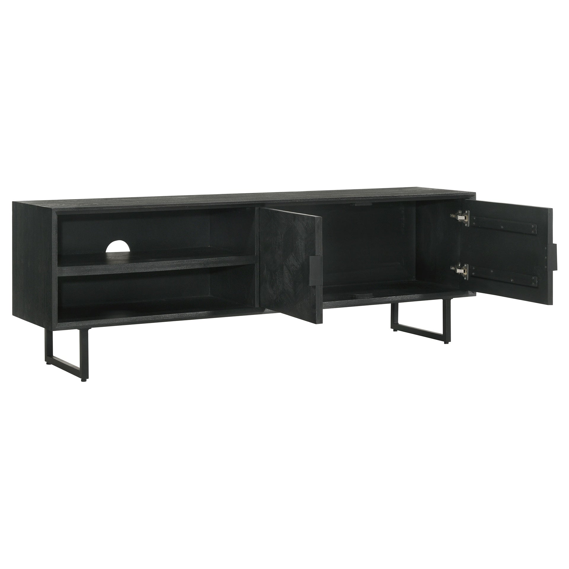 Manaya Charcoal Black 2-Door TV Stand