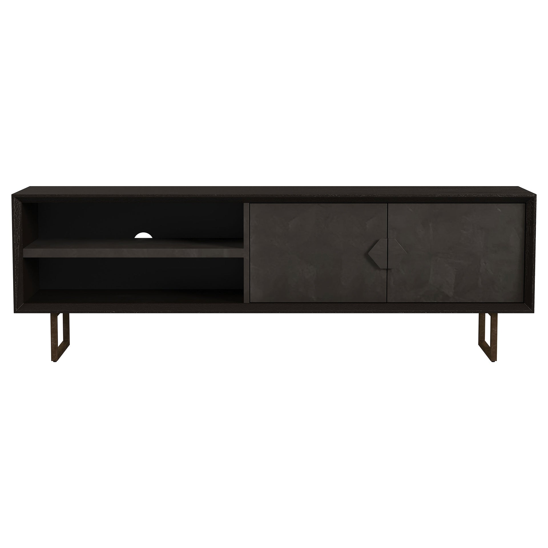 Manaya Charcoal Black 2-Door TV Stand
