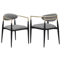 Mistra Grey Fabric Upholstered Dining Arm Chair (Set of 2)