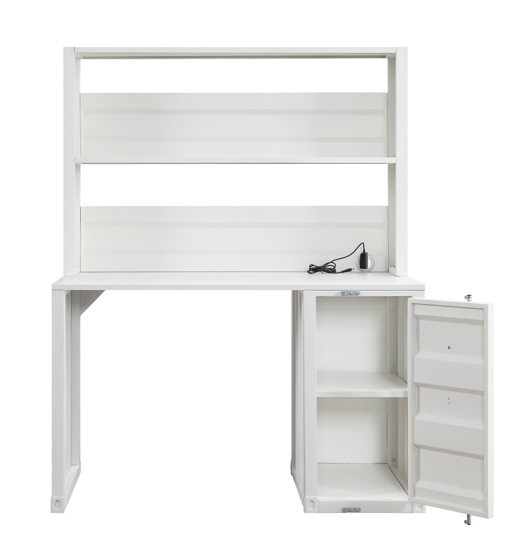 White 1-Door Writing Desk with Hutch