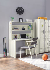 White 1-Door Writing Desk with Hutch