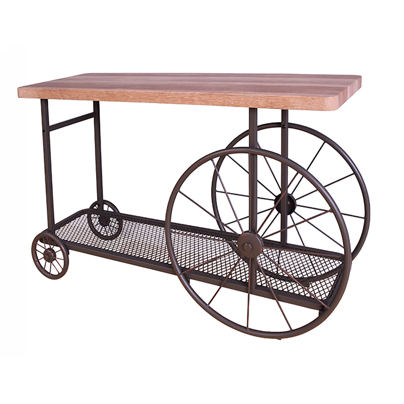 Oak and Antique Grey Sofa Table with Bottom Shelf