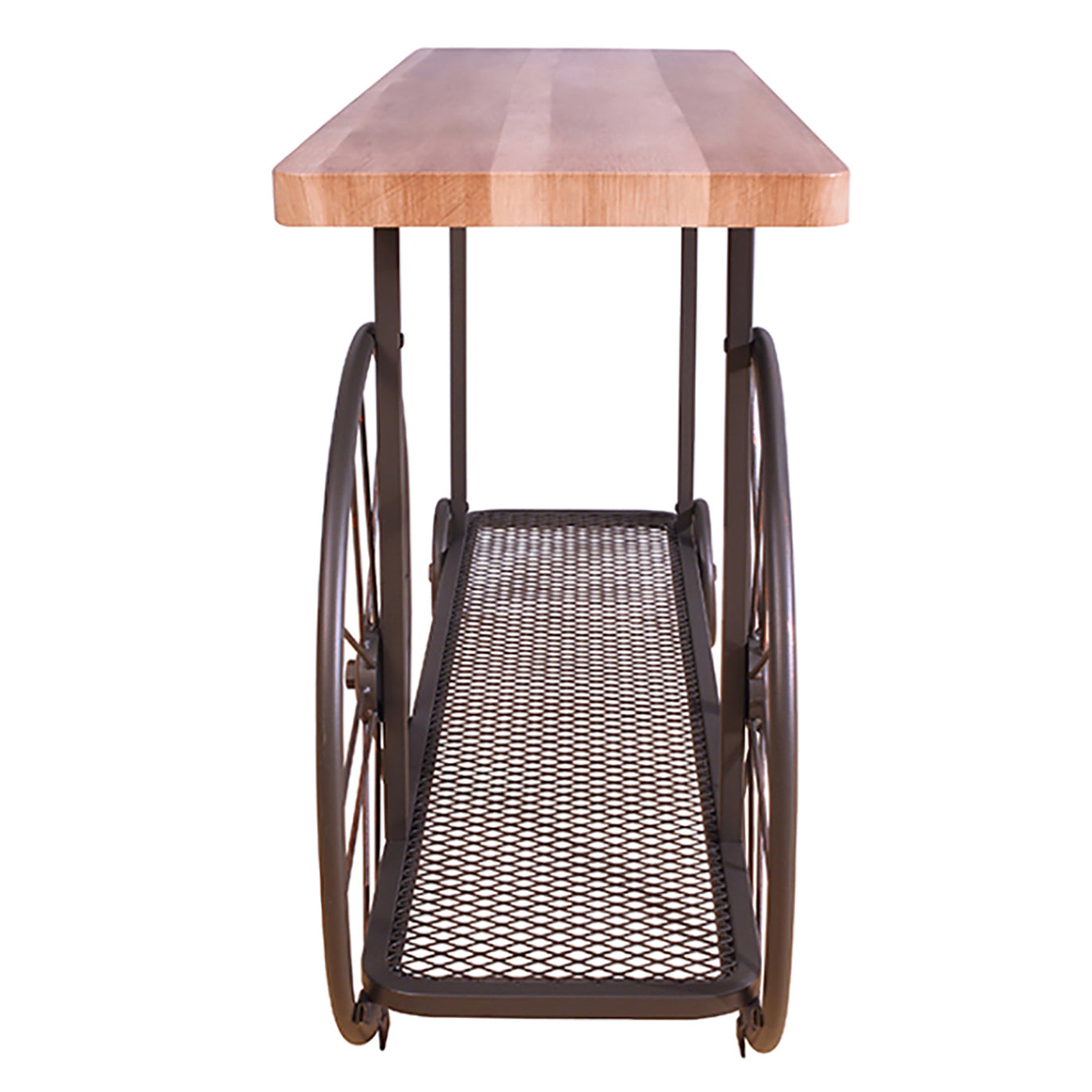 Oak and Antique Grey Sofa Table with Bottom Shelf
