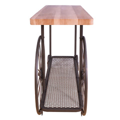 Oak and Antique Grey Sofa Table with Bottom Shelf
