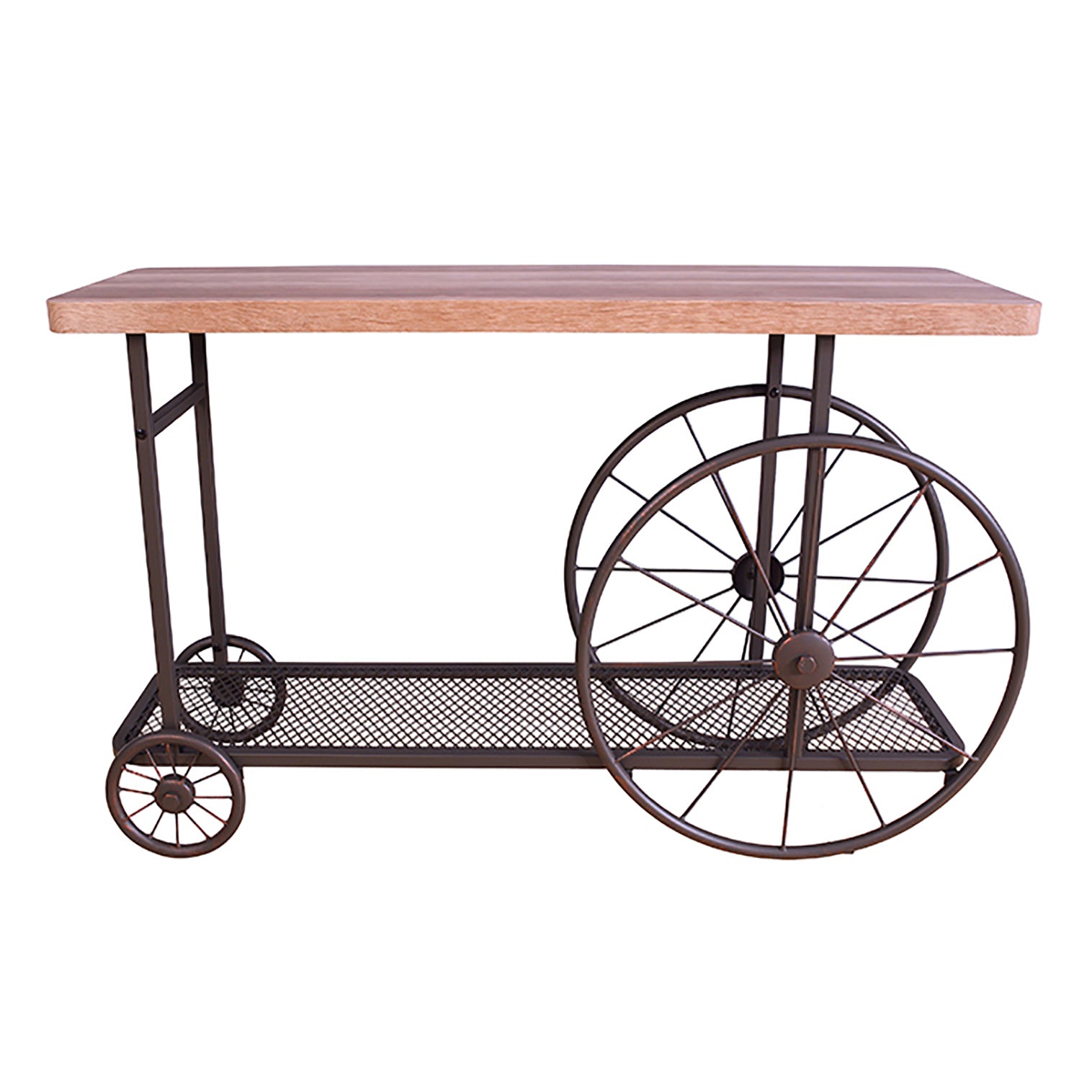 Oak and Antique Grey Sofa Table with Bottom Shelf